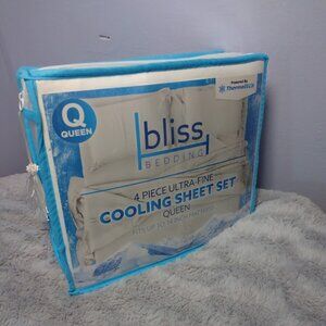 Bliss Bedding 4 Piece Queen Sheet Set Ultra Fine Cooling 14" Mattress White NEW